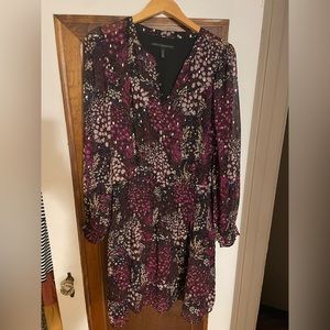 Maroon Black & Gold Ruched Midi Dress